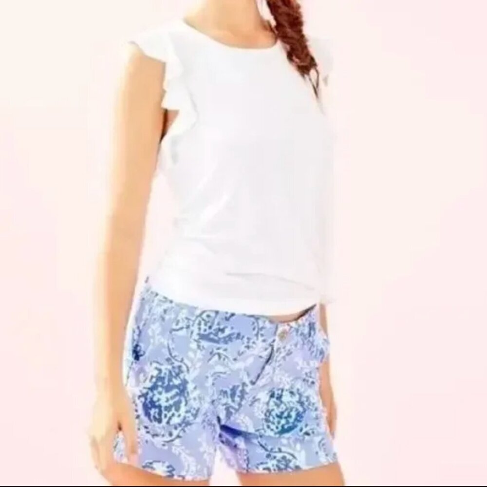 Lilly Pulitzer Callahan Knit Short Blue Peri Turtley Awesome Size 4 Stretch